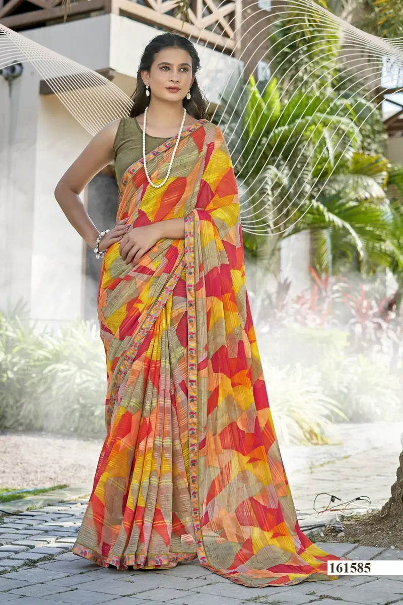 Vilochana 2 By Vallabhi Georgette Abstract Printed Saree Suppliers In Mumbai